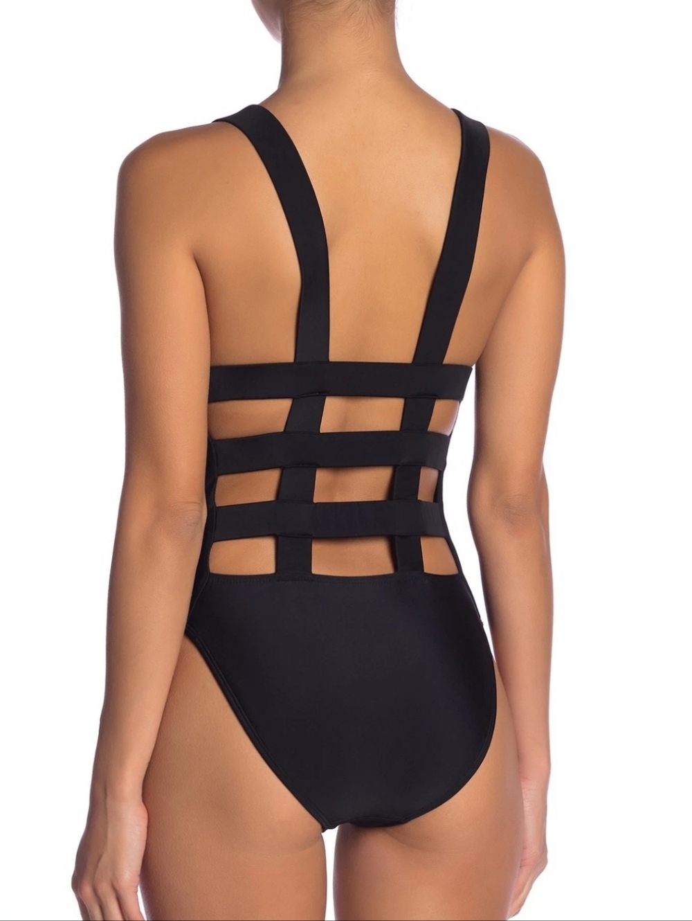 RACHEL ROY Lattice Back One-Piece Swimsuit In Black Size XS - Picture 2 of 11